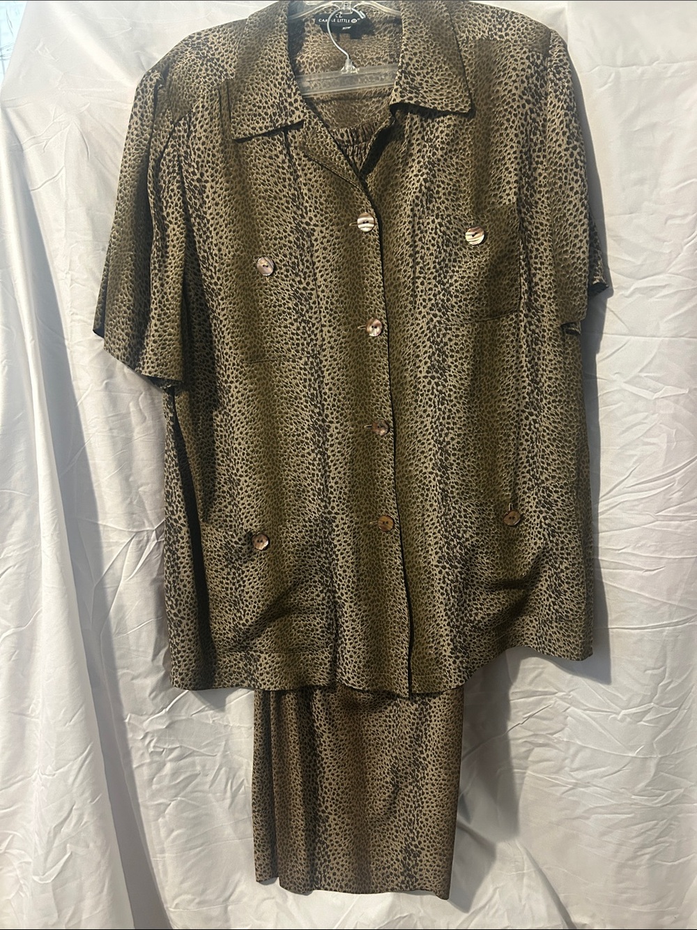 Carole Little Olive Green and Black Printed pant set. Not skirt
